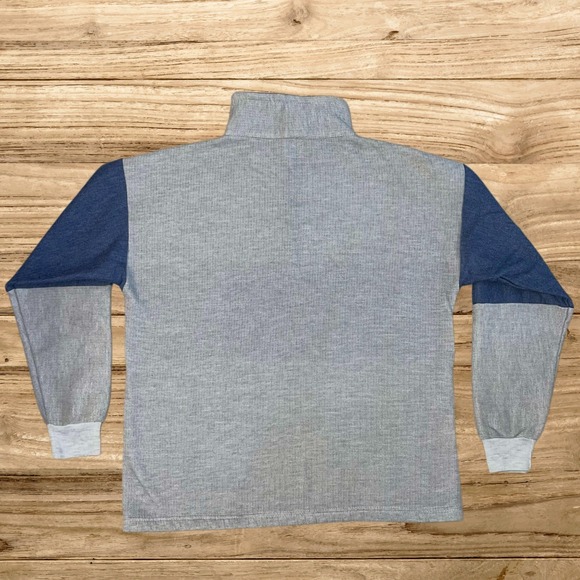 Vintage Cataloochee Ski Area Quarter Zip Pullover Grey Blue Made in USA Large - Picture 2 of 8